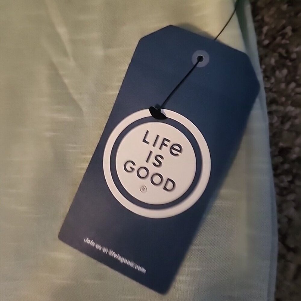 Medium Life is Good Green Sleep Shirt Dog on Adirondack Chair NEW Soft - Picture 4 of 10